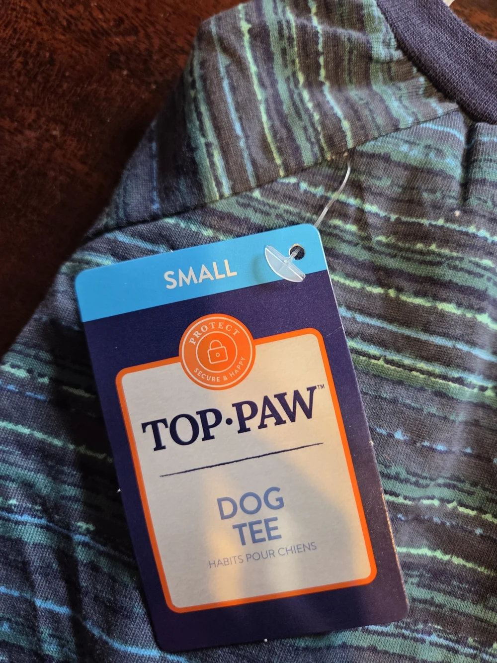 Top Paw Navy & Teal Striped Dog Tee